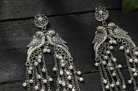 Thumbnail for Mominos Fashion Johar Kamal Silver-Plated Oxidised Parrot Design Earrings - Distacart