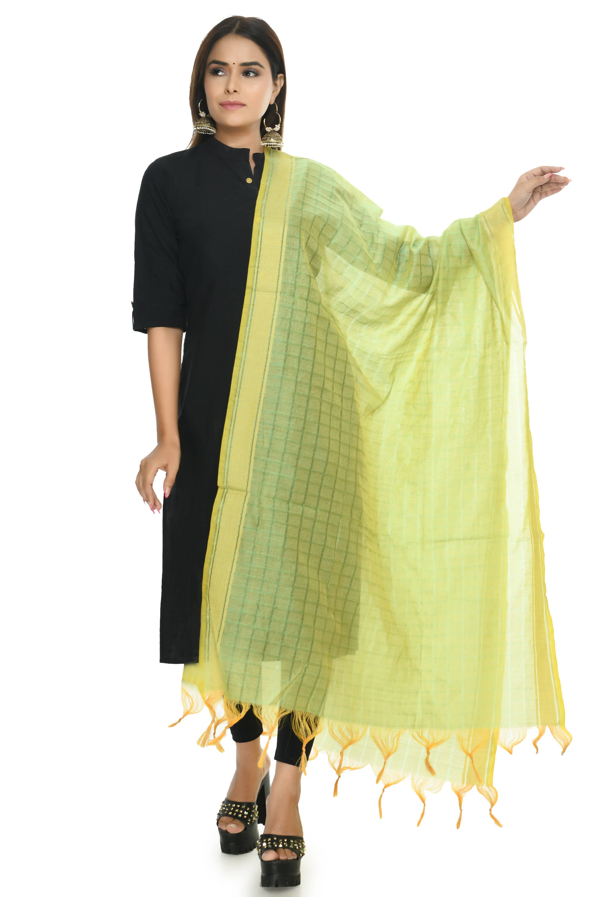 Mominos Fashion Moeza Handloom Cotton Pista Green Dupatta - Distacart
