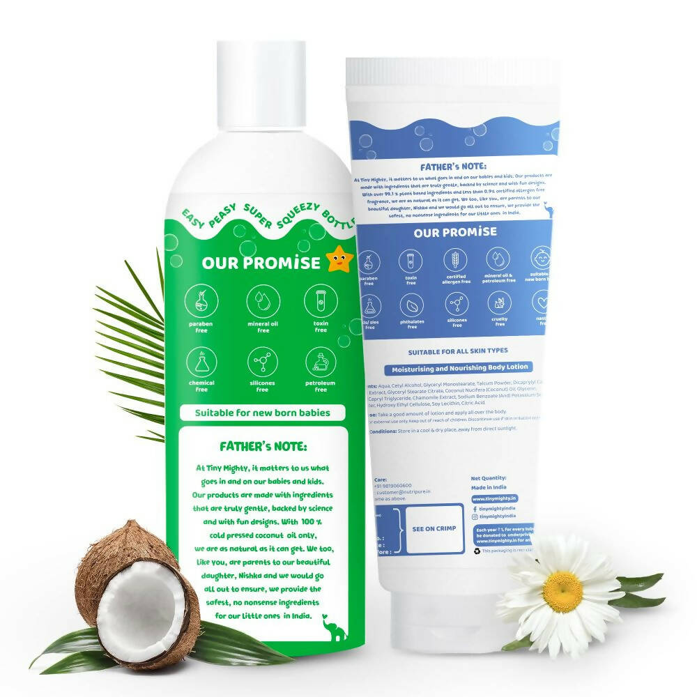 Tiny Mighty Baby Body Lotion And Massage Oil Combo - Distacart