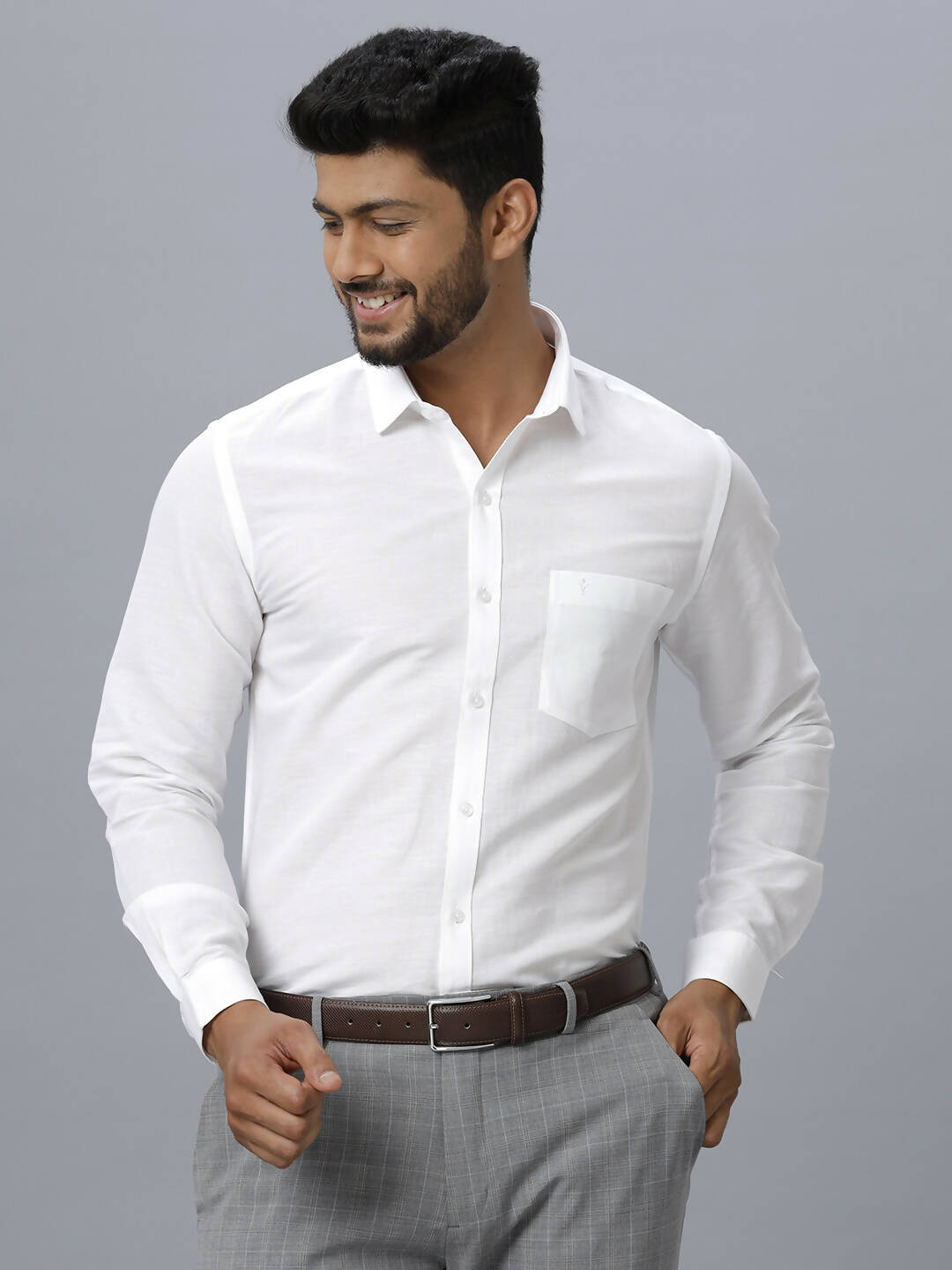 Ramraj Cotton Mens Full Sleeve White Shirt Plus Size - Justice White - Distacart