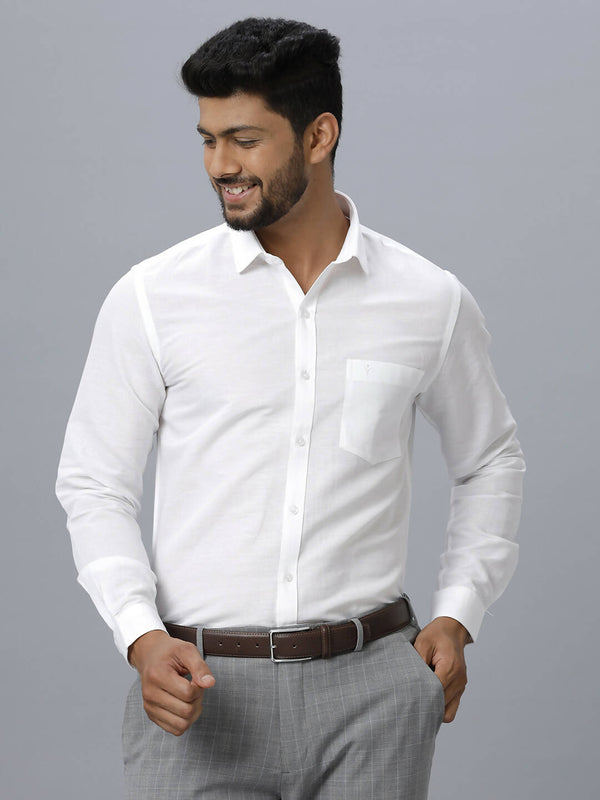 Ramraj Cotton Mens Full Sleeve White Shirt Plus Size - Justice White - Distacart