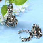 Thumbnail for Mominos Fashion Johar Kamal Oxidised Silver-Plated Brass Finish Ghungroo Necklace with Earrings For Women - Distacart