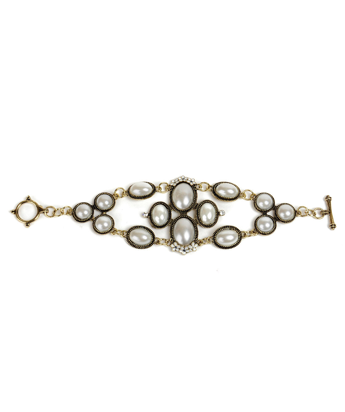 Gold-Plated Alloy Pearl Studded Designer Bracelet - The Pari - Distacart