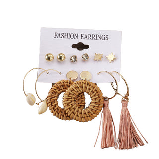 Gold-Plated Alloy Set Of 6 Designer Earrings - The Pari - Distacart