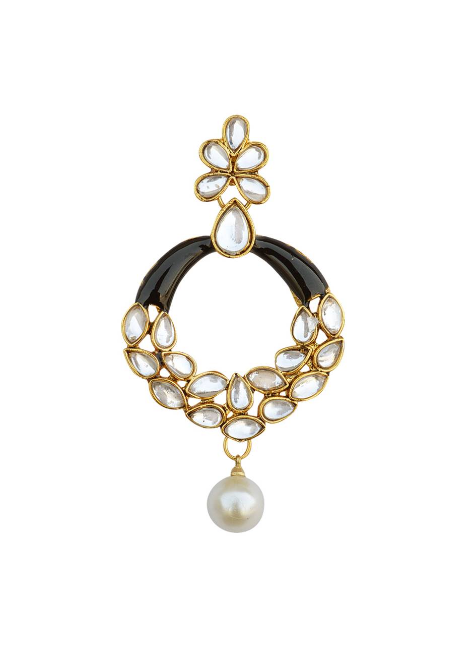 Gold-Plated Alloy Black Enamel Ethnic Earrings - The Pari - Distacart