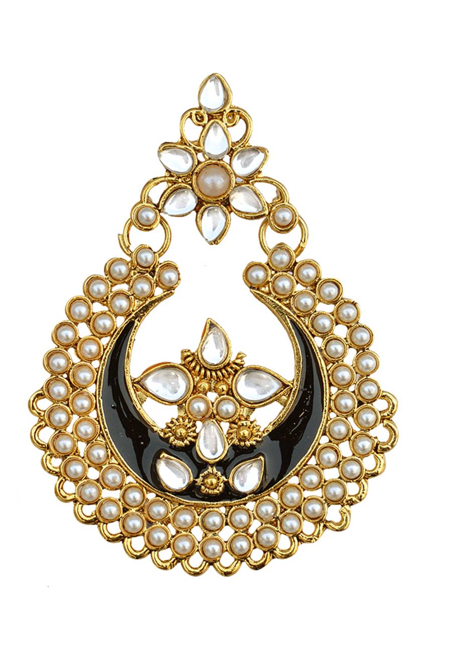 Gold-Plated Alloy Black Enamel Ethnic Earrings - The Pari - Distacart