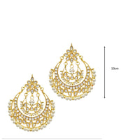Thumbnail for Gold-Plated Alloy Kundan & Pearl Chandbali Earrings - The Pari - Distacart