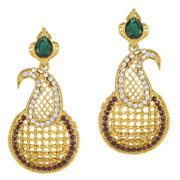 Gold-Plated Alloy Peacock Shaped Designer Earrings - The Pari - Distacart