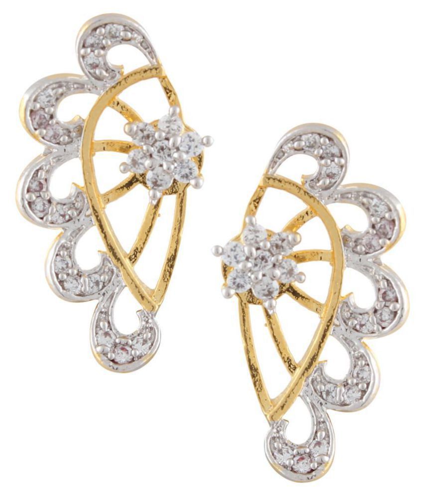 Gold-Plated Alloy American Diamond Small Earrcuff - The Pari - Distacart