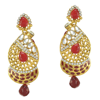 Gold-Plated Alloy Traditional Look Pearl Studded Earrings - The Pari - Distacart