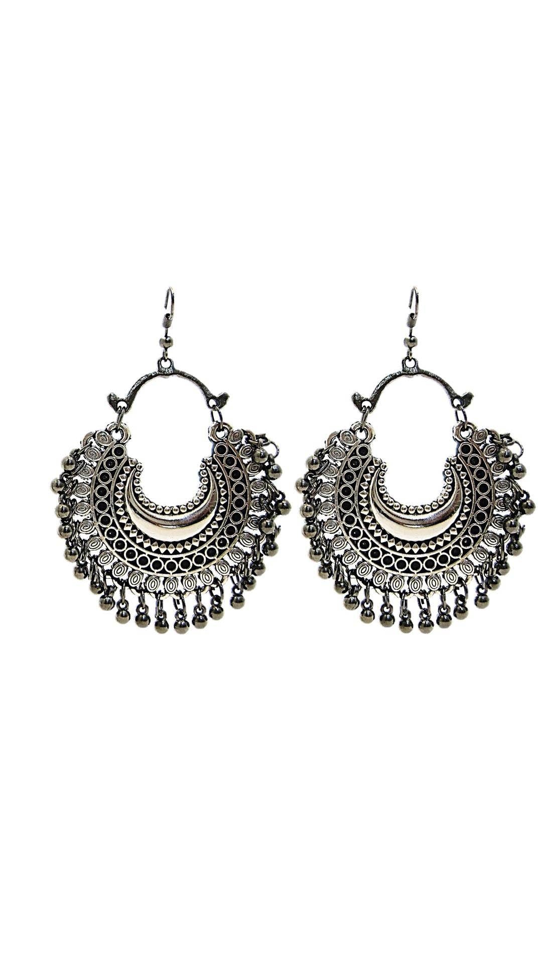 Silver-Plated Alloy Oxidised Designer Earrings - The Pari - Distacart