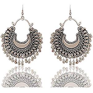 Silver-Plated Alloy Oxidised Designer Earrings - The Pari - Distacart