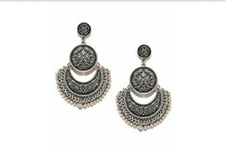 Silver-Plated Alloy Oxidised Designer Earrings - The Pari - Distacart