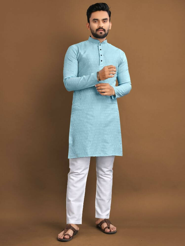 Traditional Men's Kurta Payjama Sets by Infinity Export - Sky Blue - Distacart