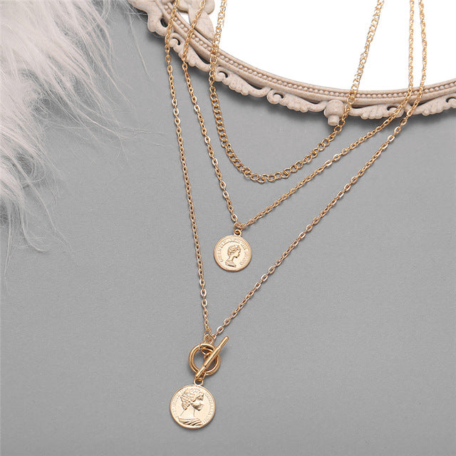 Gold-Plated Alloy Layered Designer Short Necklace - The Pari - Distacart
