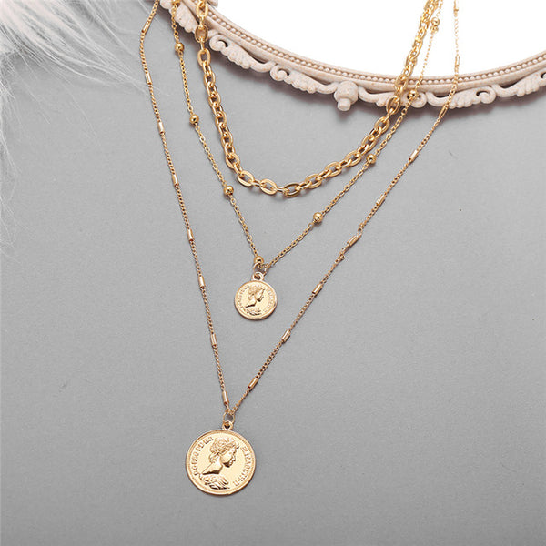 Gold-Plated Alloy Layered Designer Short Necklace - The Pari - Distacart