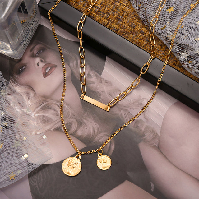 Gold-Plated Alloy Layered Designer Short Necklace - The Pari - Distacart