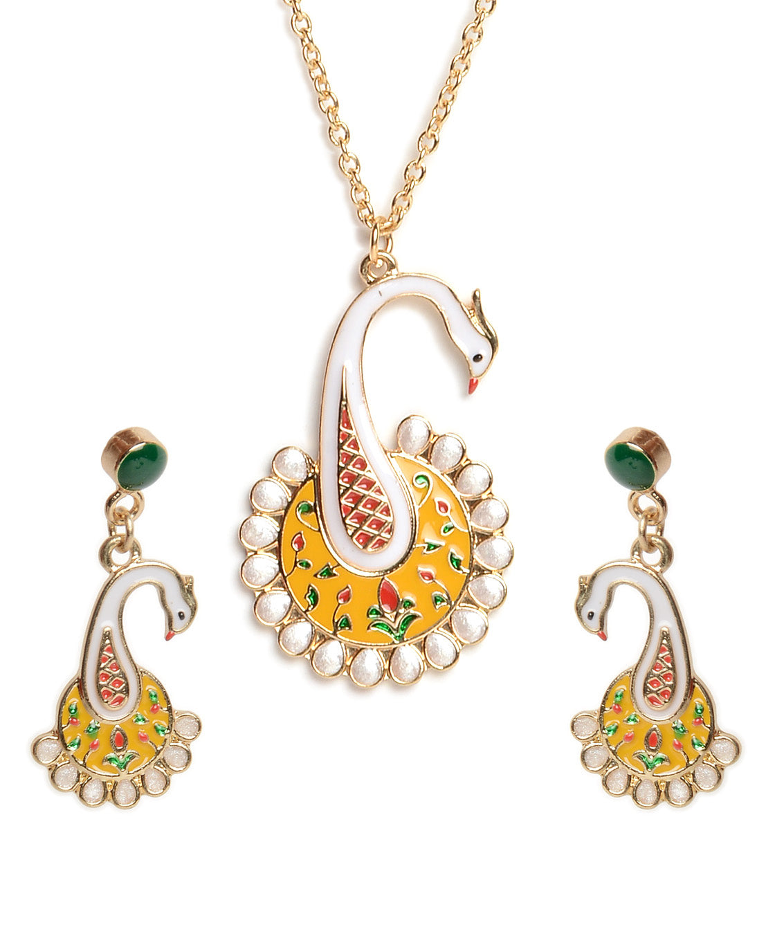 Gold-Plated Alloy Peacock Pendant Necklace - The Pari - Distacart