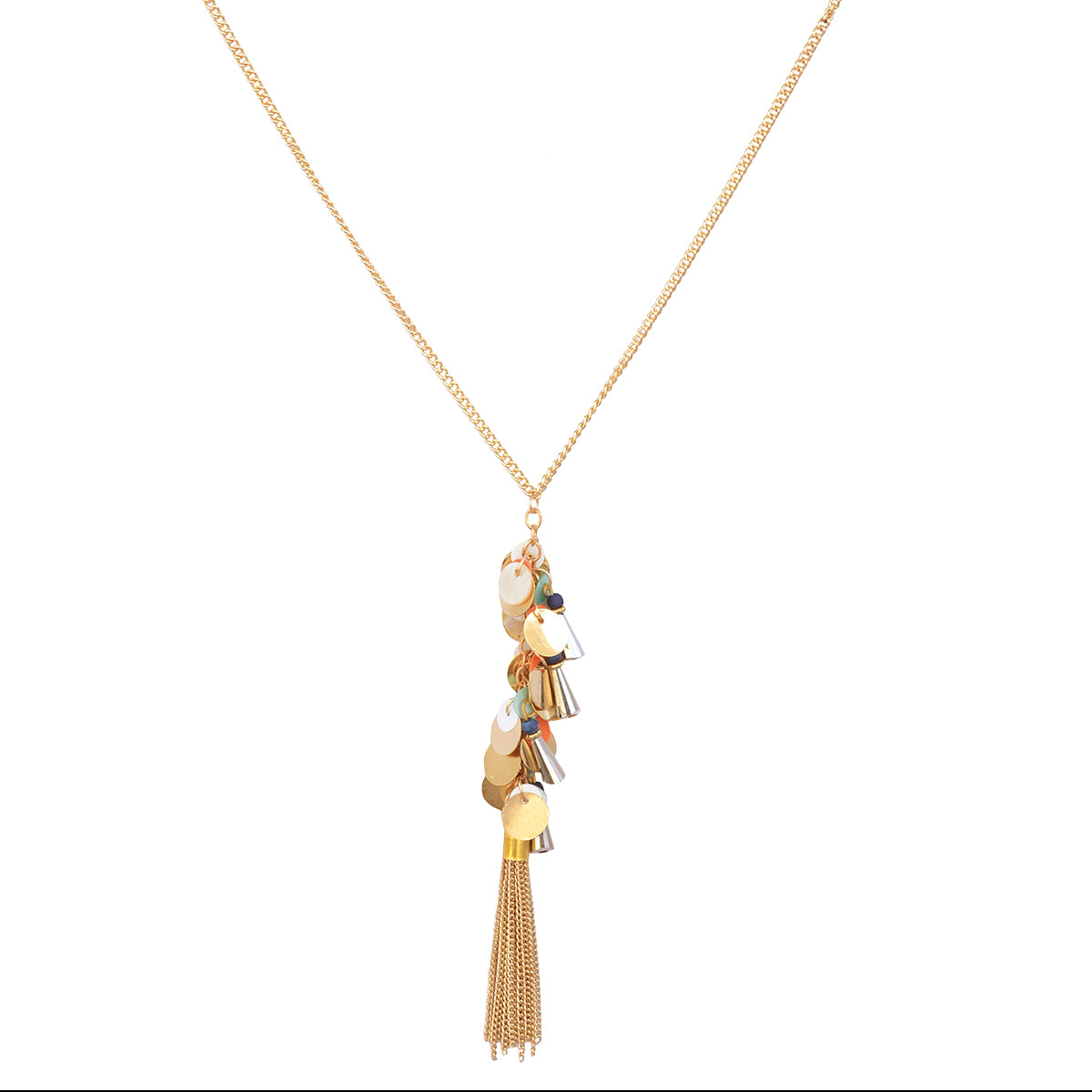 Gold-Plated Alloy Long Multi Chain Necklace - The Pari - Distacart