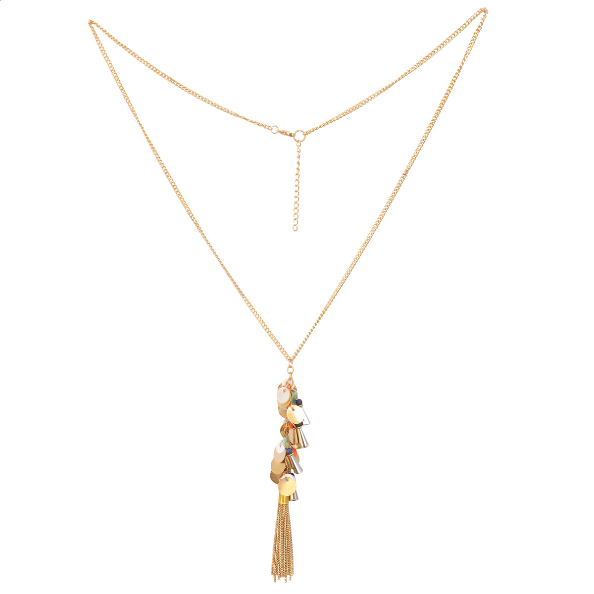 Gold-Plated Alloy Long Multi Chain Necklace - The Pari - Distacart