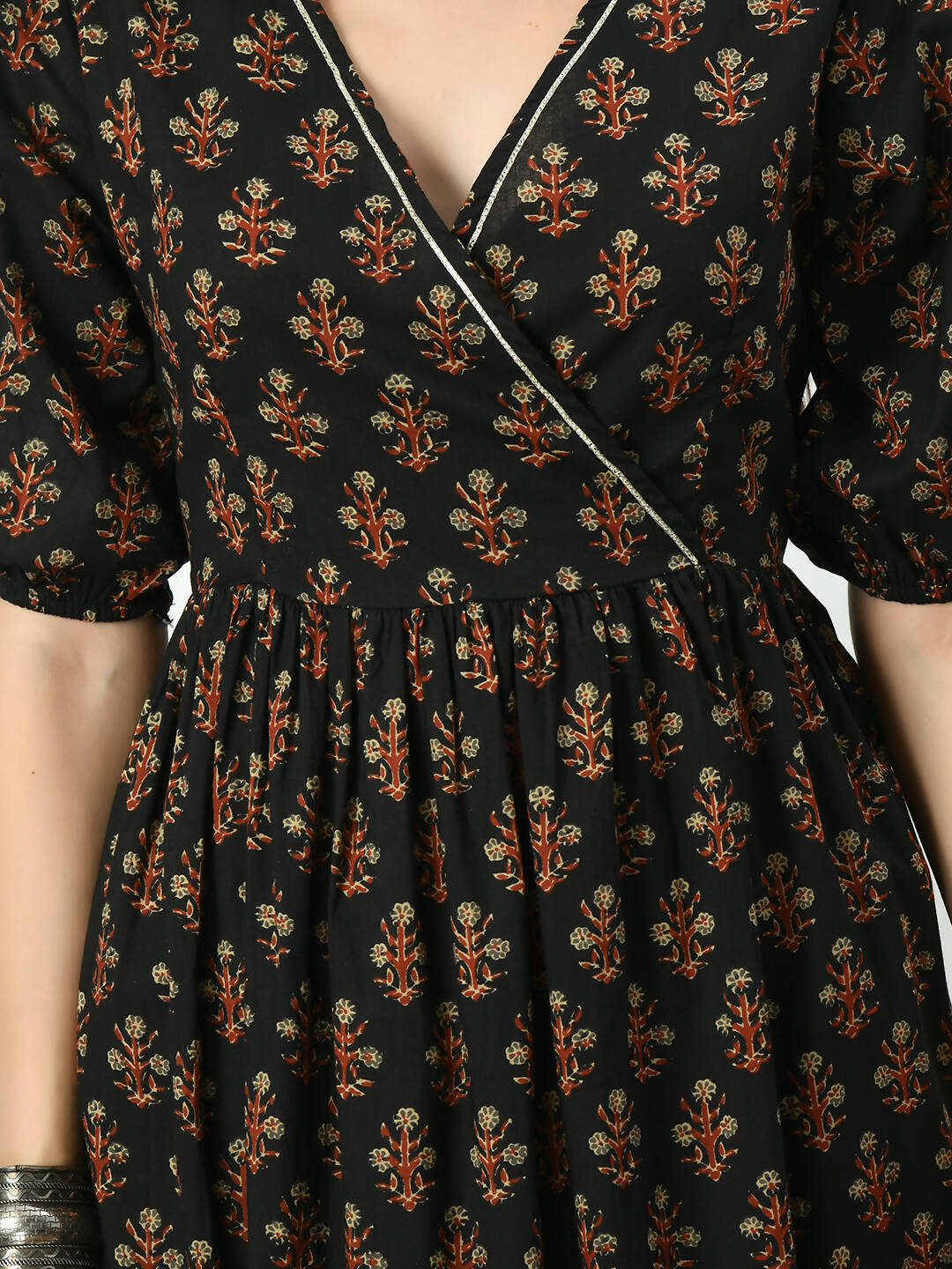 Myshka Women's Black Empire Printed Dress - Distacart