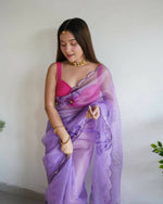 Thumbnail for Vamsee Purple Organza Saree - Distacart