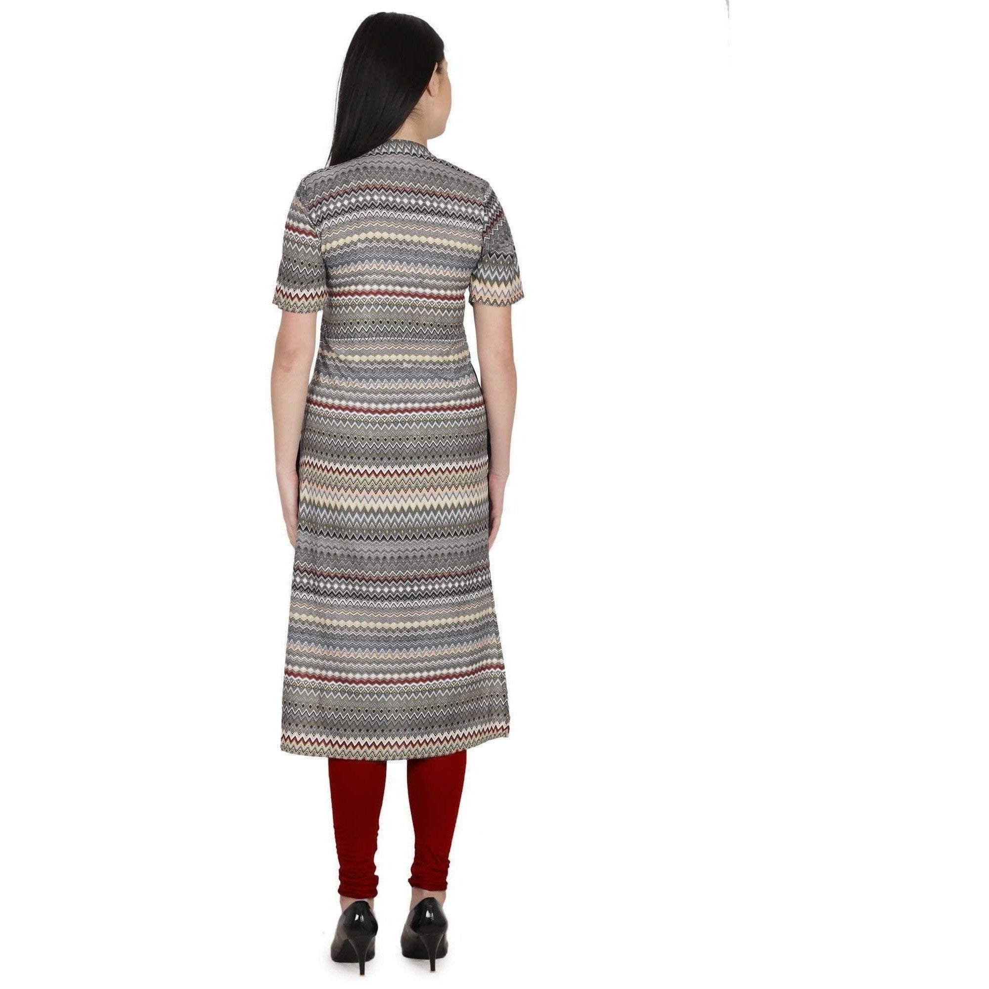 Kanoor Women's Black Straight Collar neck kurti