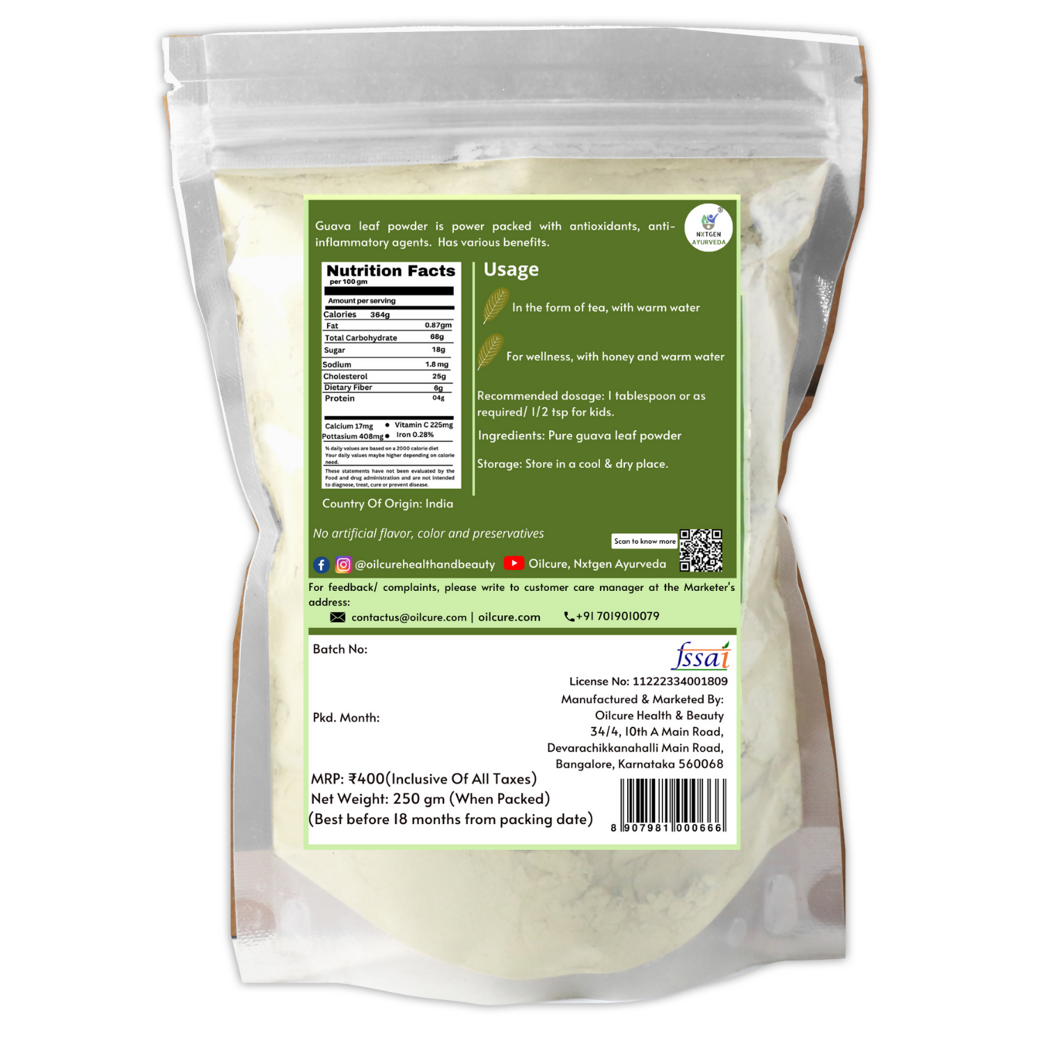 Nxtgen Ayurveda Guava Leaves Powder - Distacart