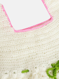 Thumbnail for Chutput Kids Woollen Hand Knitted Full Sleeves Cardigan With Short Sleeves Flower Work Dress - Cream - Distacart