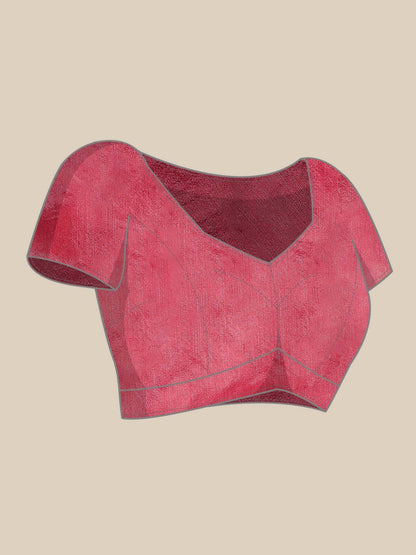 Pink Organza Printed Saree With Blouse Piece - Nivaa - Distacart