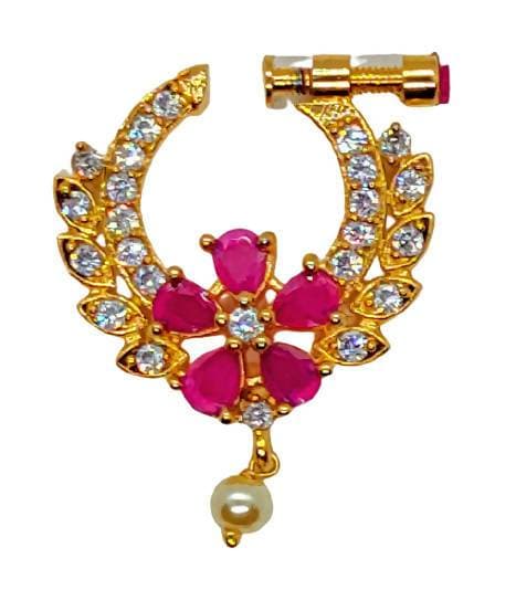 AD Ruby Floral Nose Ring