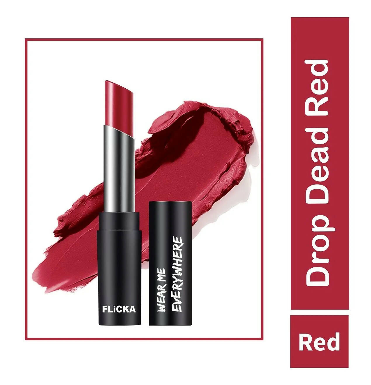 FLiCKA Wear Me Everywhere Creamy Matte Lipstick Drop Dead Red - Distacart