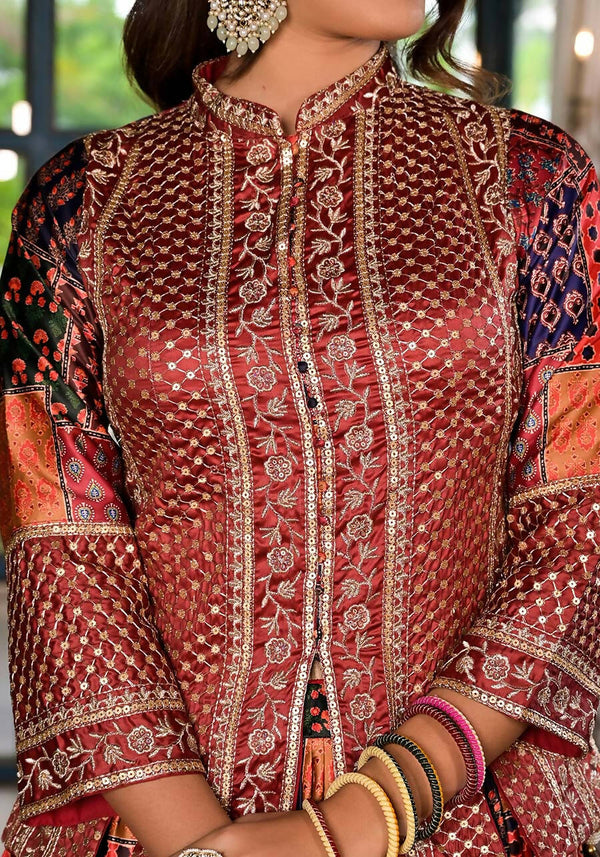 Women's Wedding Traditional Multi Dull Satin Lehenga Choli - Kaushlya - Distacart