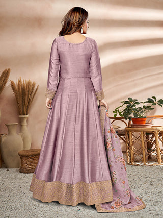 Myra Violet Art Silk Embroidered Anarkali Suit - Distacart