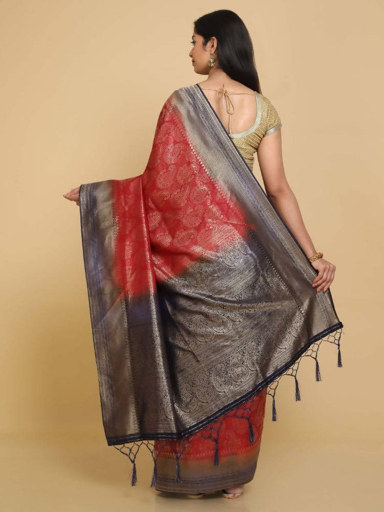 Kalamandir Ethnic Motifs Maroon Silk Blend Saree
