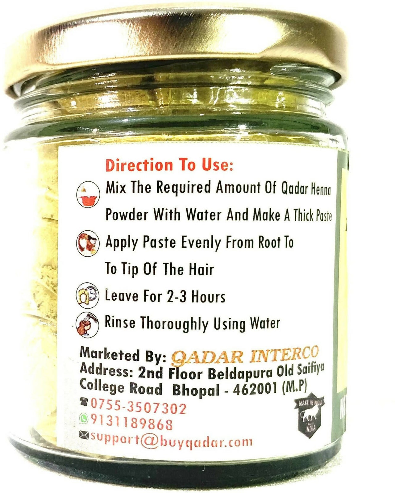 Qadar Pure & Natural Henna Powder - Distacart
