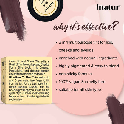 Inatur Lip and Cheek Tint Port Wine - Distacart
