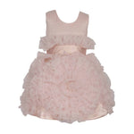 Thumbnail for Asmaani Baby Girl's Beige Color Satin Knee Length Frock (AS-DRESS_22031) - Distacart