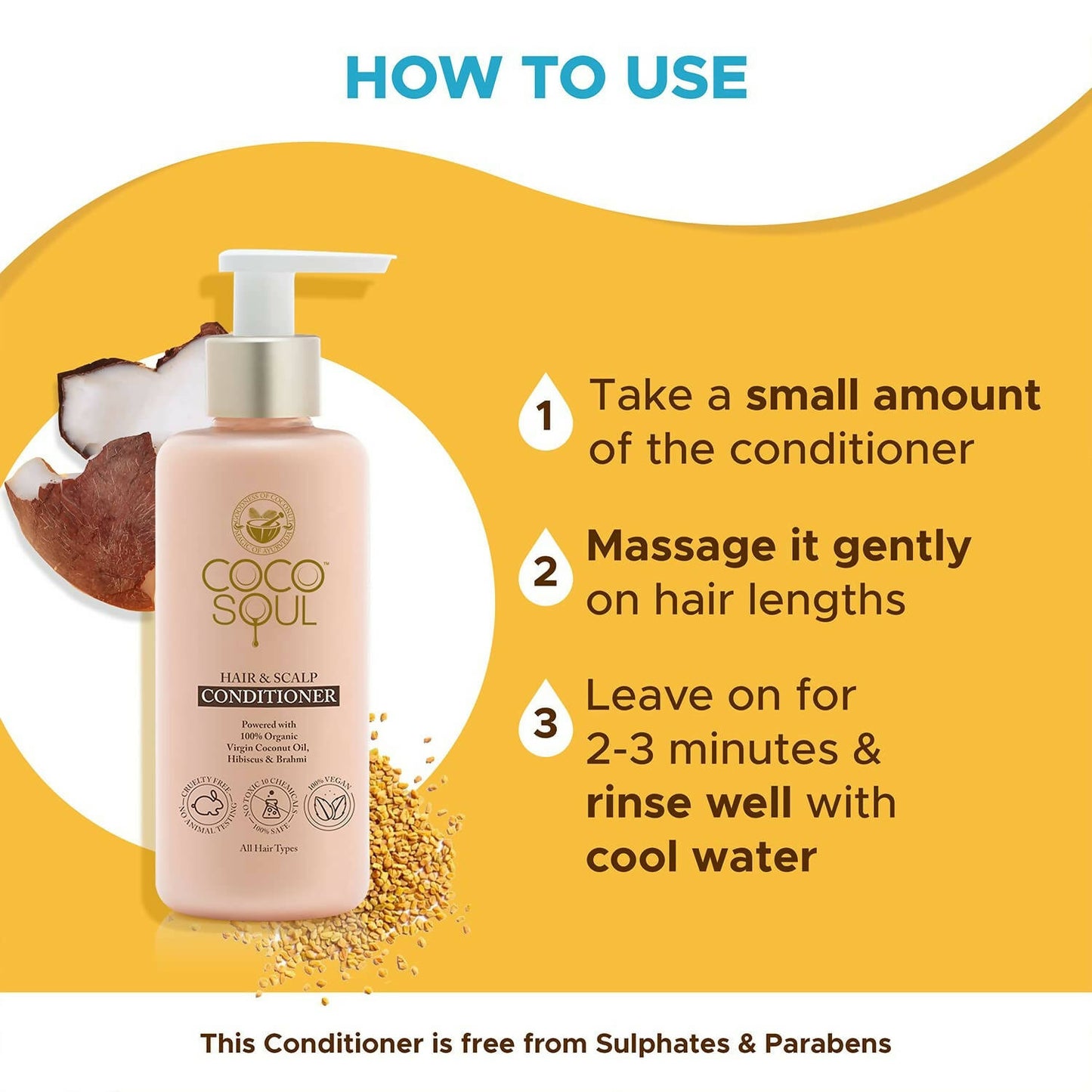 Coco Soul Hair & Scalp Conditioner with Coconut, Hibiscus & Brahmi - Distacart