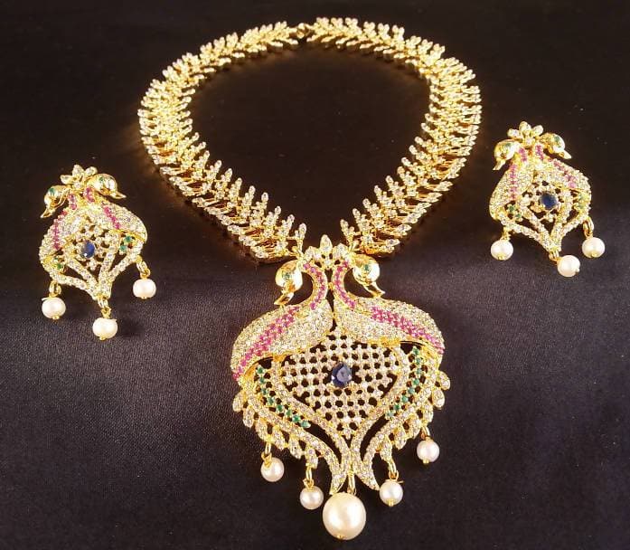 Multicolor Peacock Bridal Necklace Set