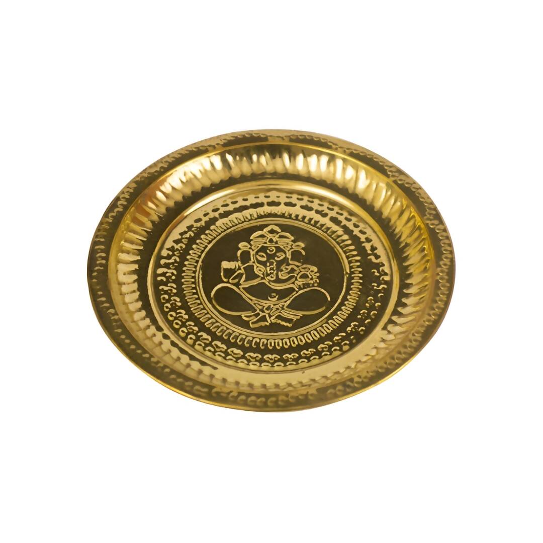 Spillbox Gold-Toned Brass Ganesh Thali Pooja Essential - Distacart