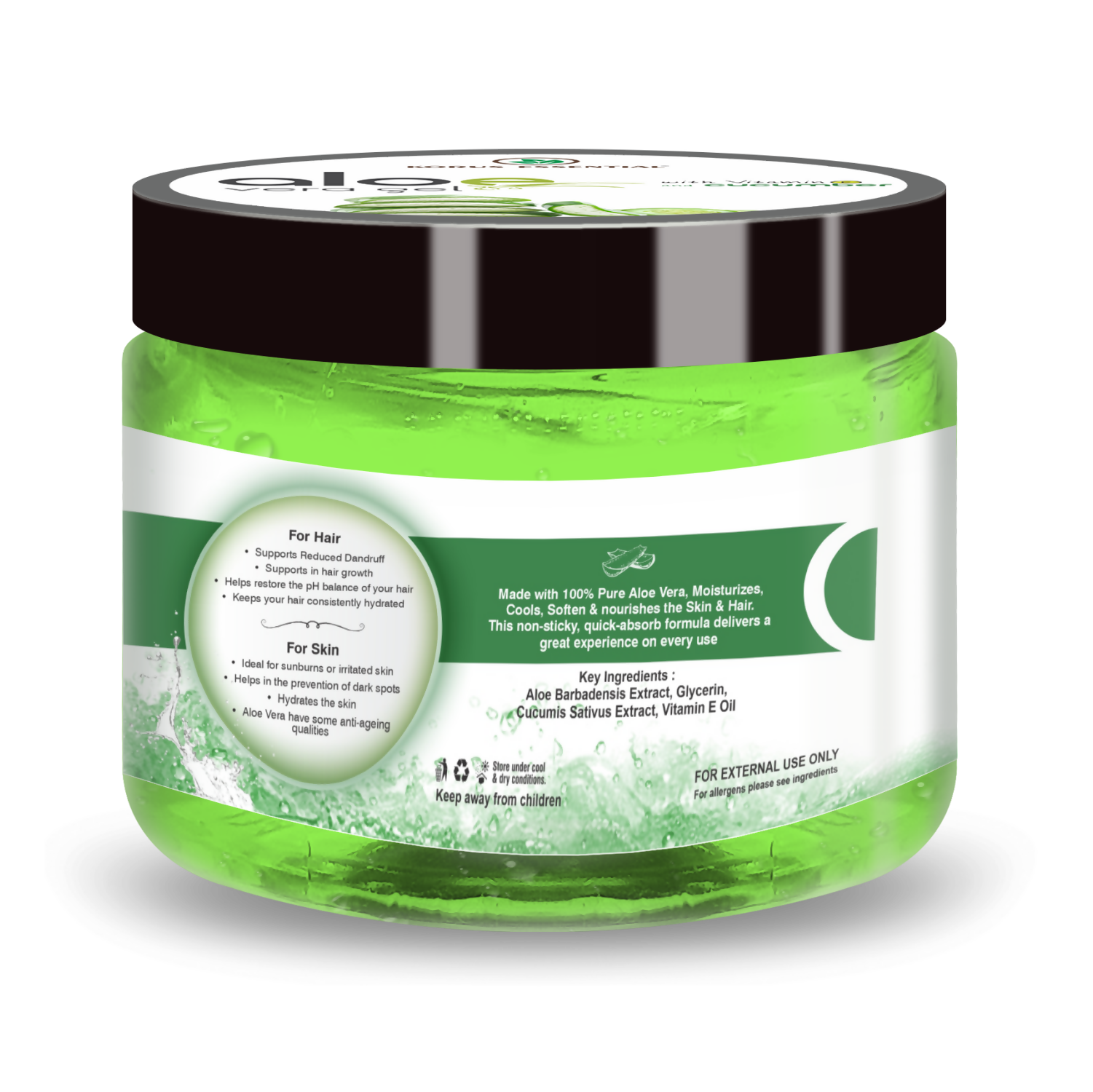 Korus Essential Aloe Vera Gel with Cucumber and Vitamin E - Distacart