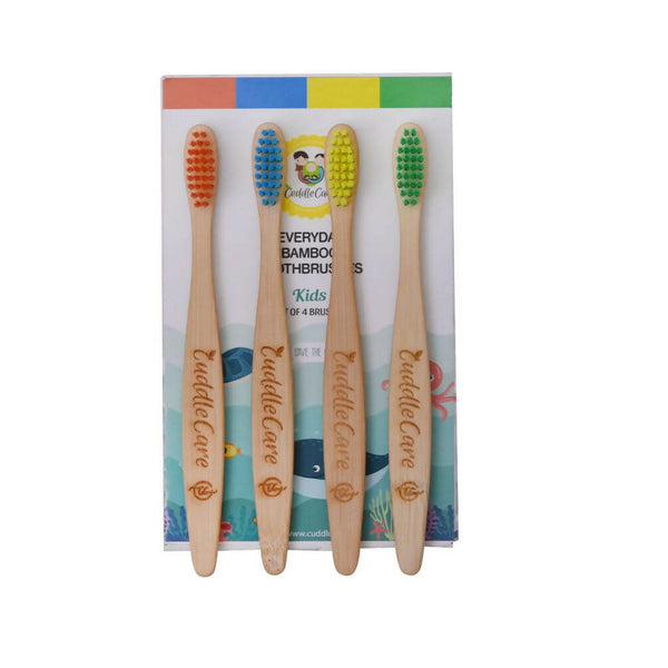 Cuddle Care Bamboo Toothbrushes for Kids (Pack of 4) - Distacart