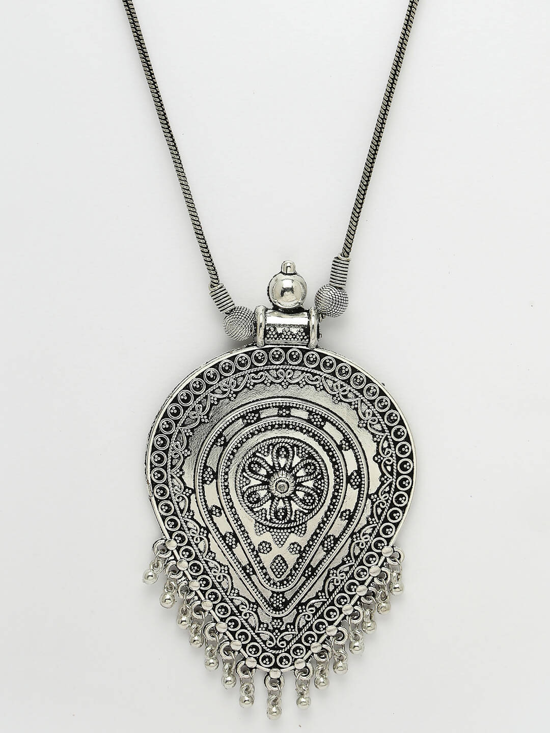 NVR Women's Elegant Silver Oxidised Brass Necklace - Distacart