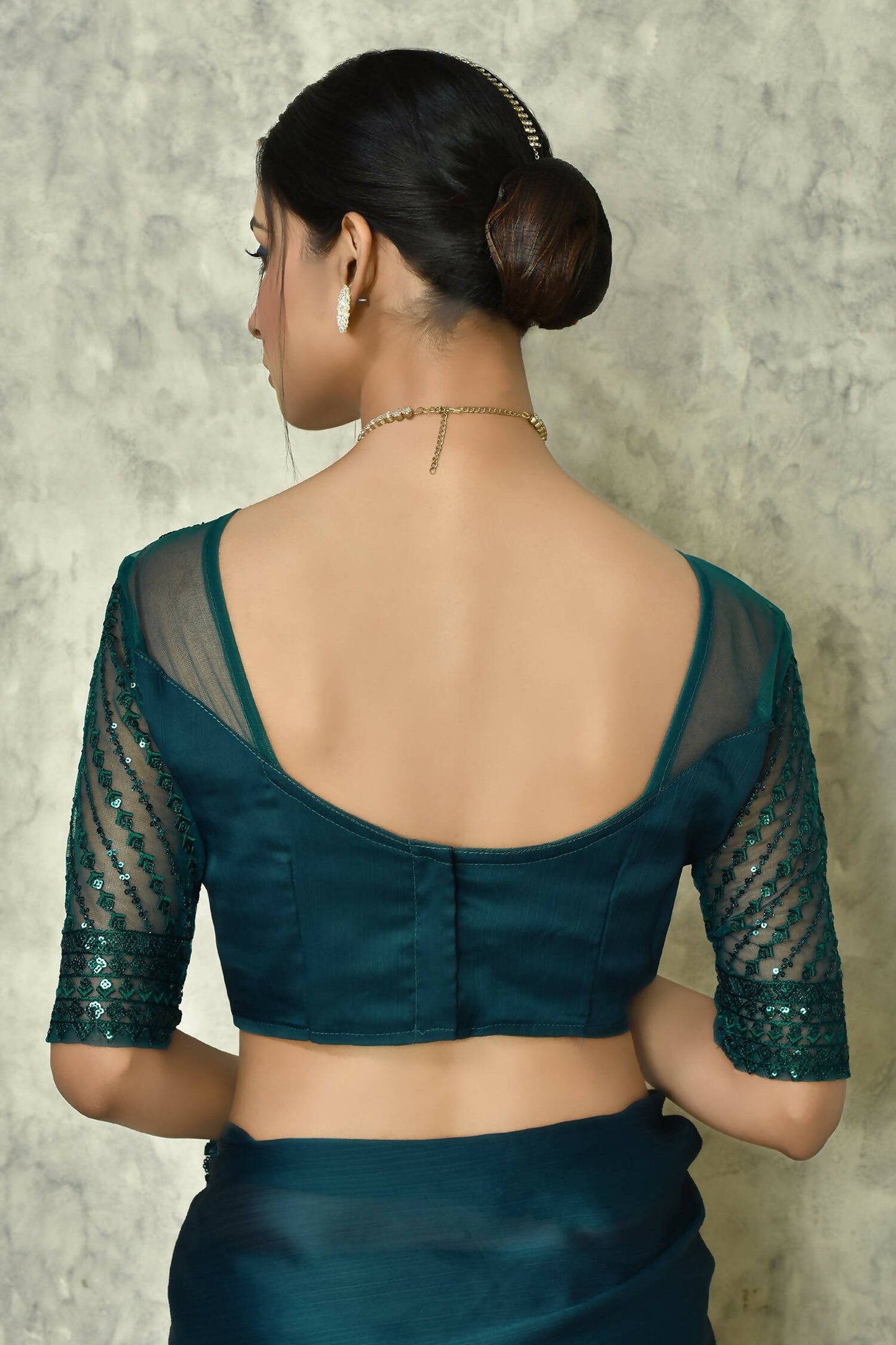 Teal Silk Solid Designer Saree with Blouse - Purvi - Distacart