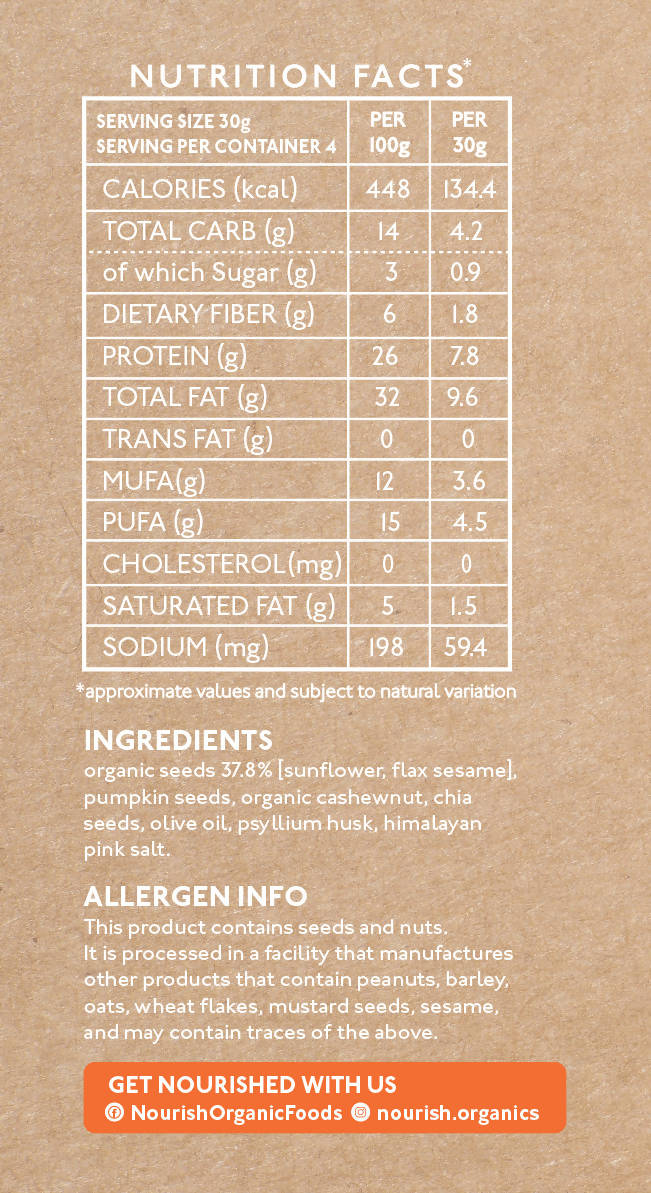 Nourish Organics Pumpkin Seed Mix facts