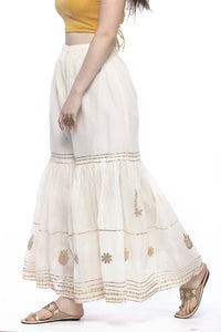 Thumbnail for Mominos Fashion Cotton Off White Beautiful Gotta Work Sharara - Distacart