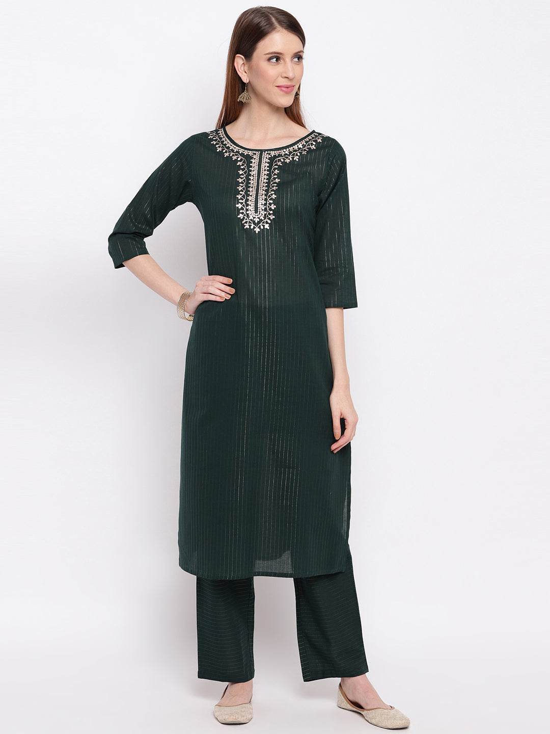 Buy Jompers Women Rama Green Embroidered Straight Kurta Online at Best  Price | Distacart