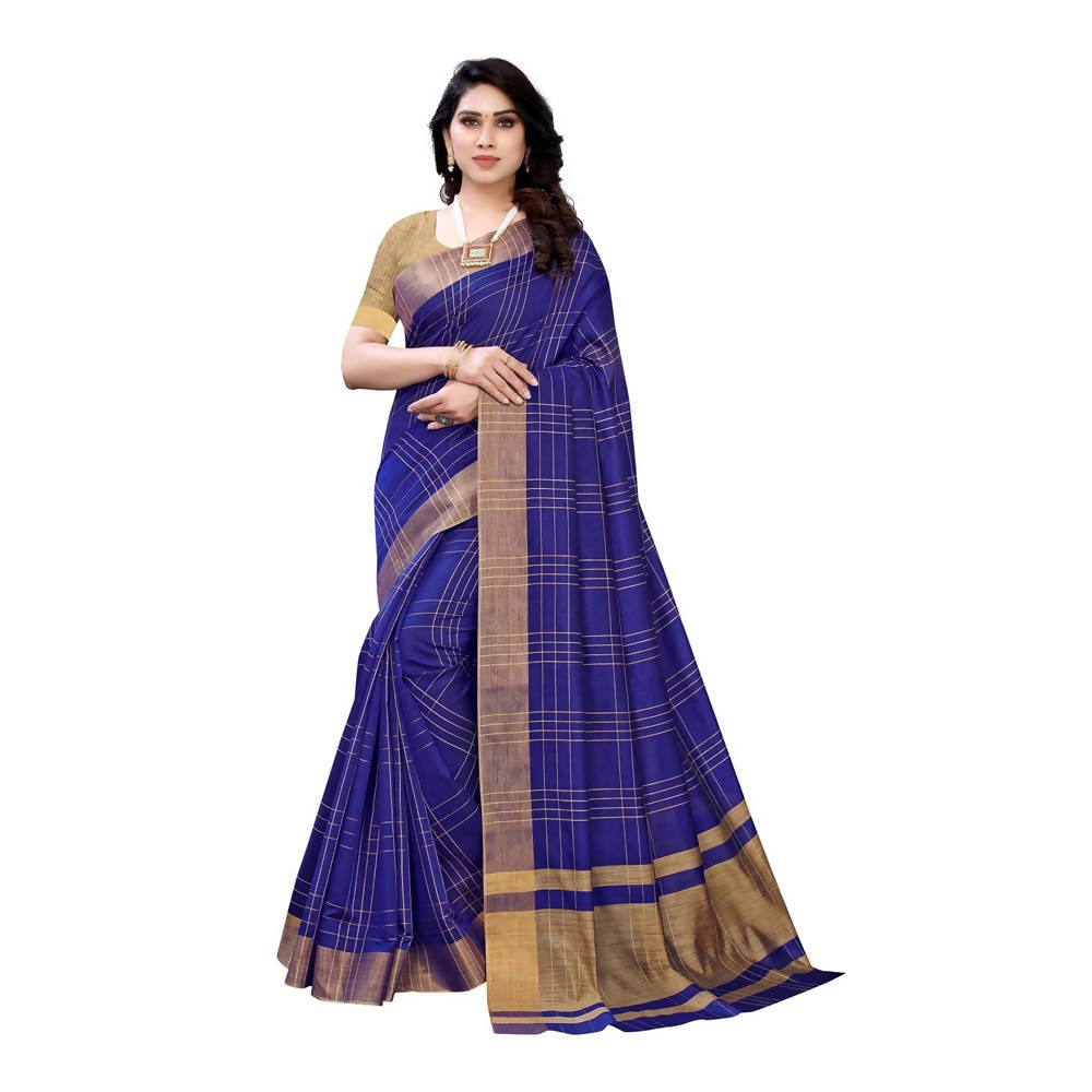 Vamika Navy Cotton Silk Weaving Saree (Anaya Navy Blue)