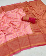 Thumbnail for DEIANA'S Beautiful Golden Jari with New Design Soft Lichi Silk Saree - Peach - Distacart